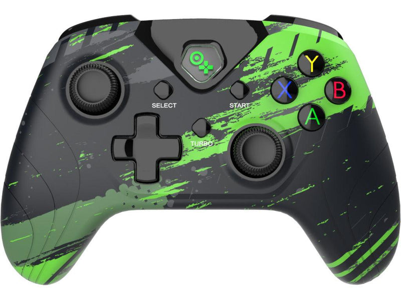 Stijlvolle Wired Xbox-controller in zwart met groene accenten en loskoppelbare kabel, compatibel met Xbox One en PC voor een meeslepende game-ervaring.