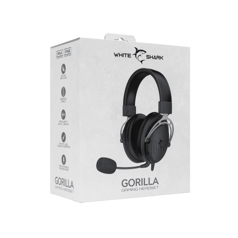White Shark gaming headset GH-2341 GORILLA Black Grey - GameBrands
