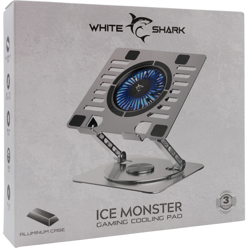 White Shark Ice-Monster Laptop Cooling Pad – Blauwe LED