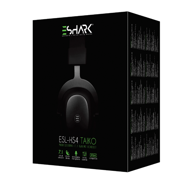 eShark TAIKO ESL-HS4 PC en PS4 7.1. Surround sound Gaming Headset met USB aansluiting - Zwart - GameBrands