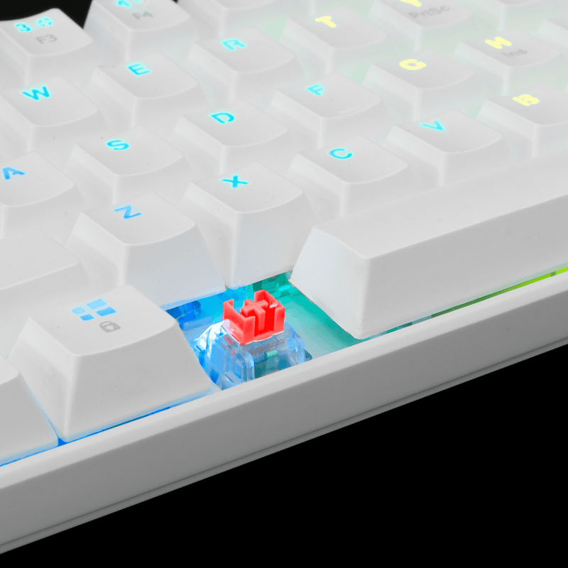 White Shark SHINOBI GK-2022 TKL Gaming toetsenbord met LED verlichting en Outemu Rode mechanische switches US Layout – Wit - GameBrands