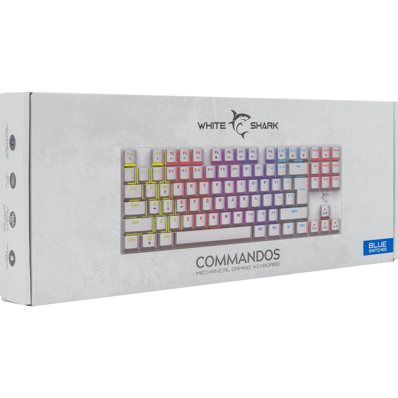 White Shark Commandos compact mechanische gaming toetsenbord gk-2106 blue switch - wit - GameBrands