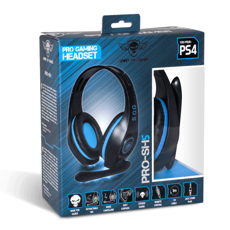 Spirit of Gamer - Pro-SH5 Playstation 4 Gaming Headset - Blauw - GameBrands
