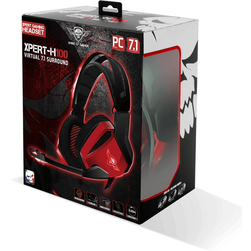 Spirit Of Gamer Xpert H100 PC Gaming Headset – 7.1 Virtual Surround - Rood - GameBrands
