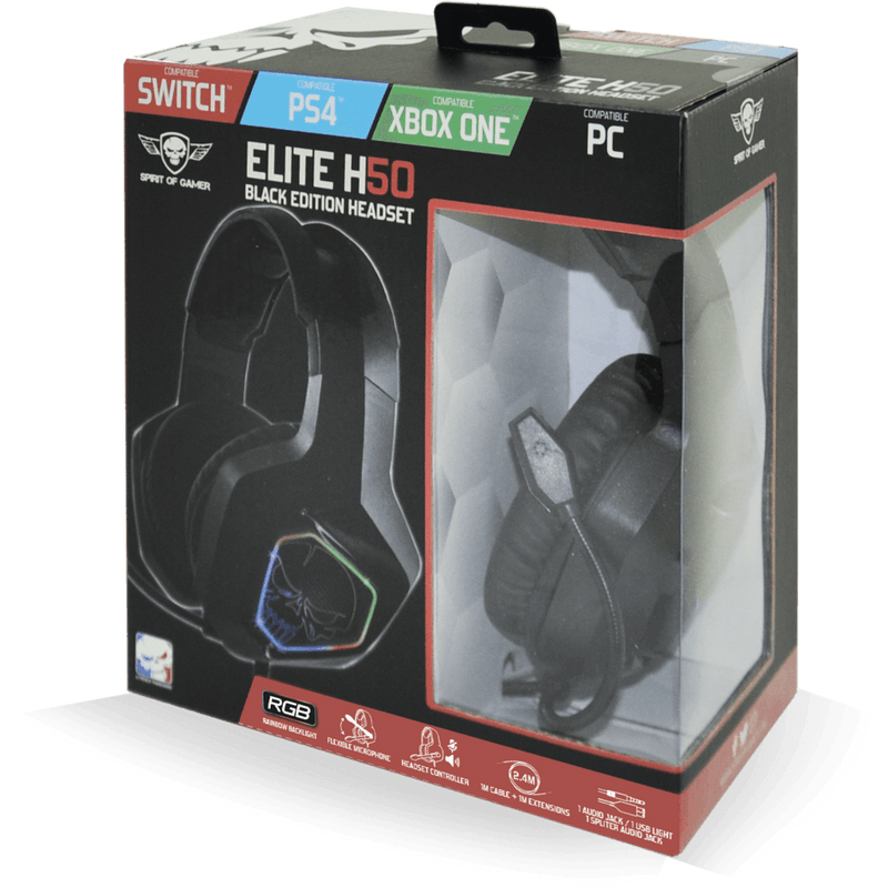 Spirit Of Gamer Elite H50 Gaming Headset Multiplatform – Black Edition - GameBrands