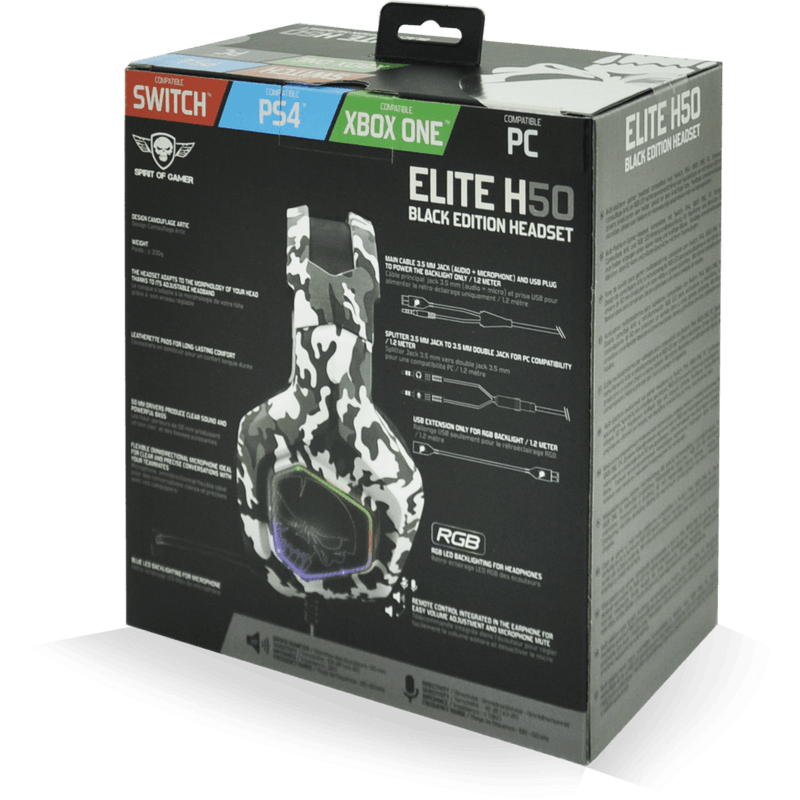 Spirit Of Gamer Elite H50 Artic Edition Gaming Headset Multiplatform - GameBrands