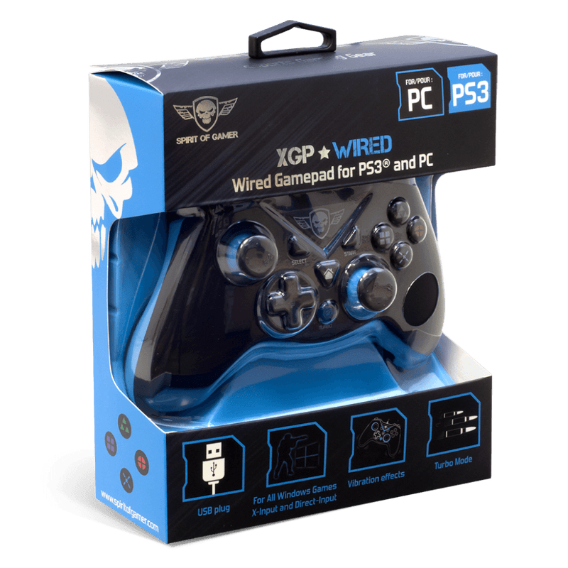 Spirit of Gamer - Wired Controller XGP - PC - PS3 - Zwart met Blauw