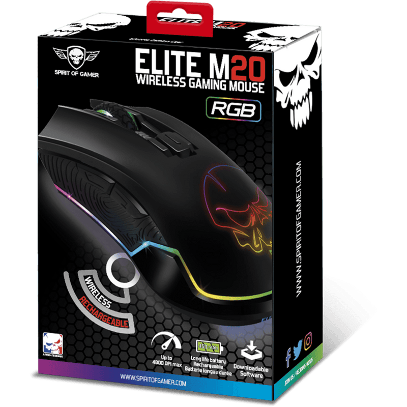 Spirit Of Gamer Elite M20 Draadloze Gaming Muis – RGB – Zwart - GameBrands