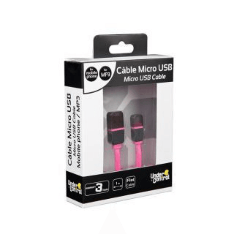 Under Control Flat Micro USB Cable 1M, Pink - GameBrands