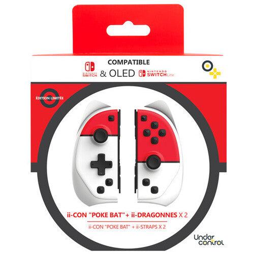 UnderControl Nintendo Switch Joy-Con Controller Paar Vleermuis - Rood/wit