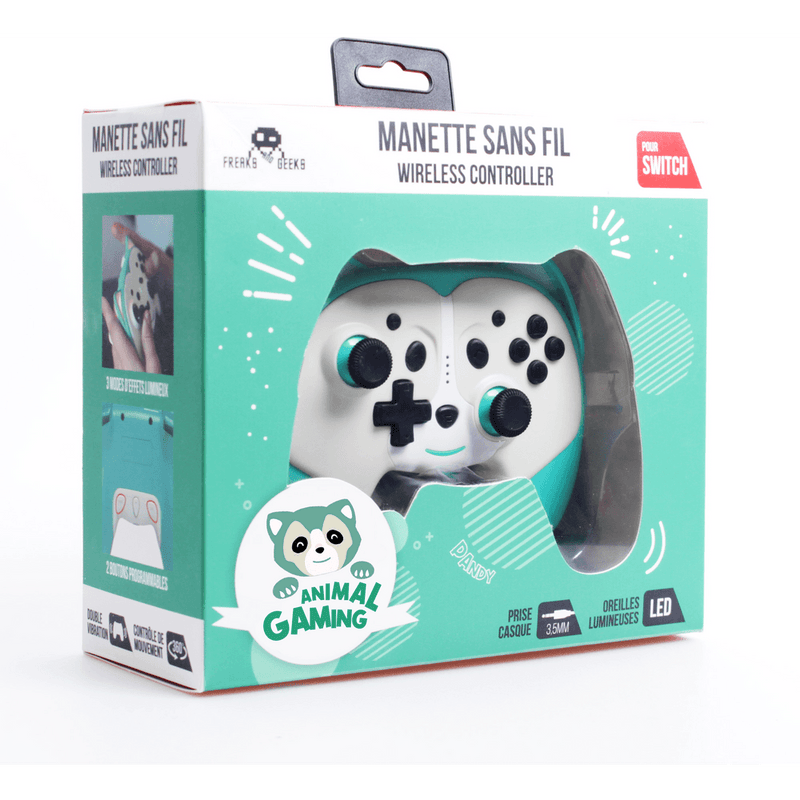 Freaks and Geeks Switch compatible draadloze controller panda voor kids – groen - GameBrands