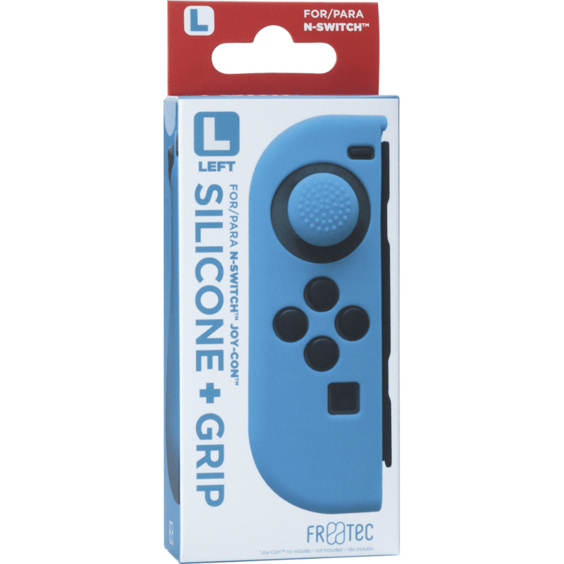 Joy Con Controller Silicone Skin - Links - Blauw + Grips - Nintendo Switch - Switch OLED - GameBrands