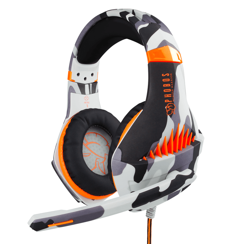 Phobos Winter Warrior gaming Headsets - Multiformat (PS4/PC/Switch) - 3.5 mm jack - Wit - Camo Grijs - Oranje - Switch OLED