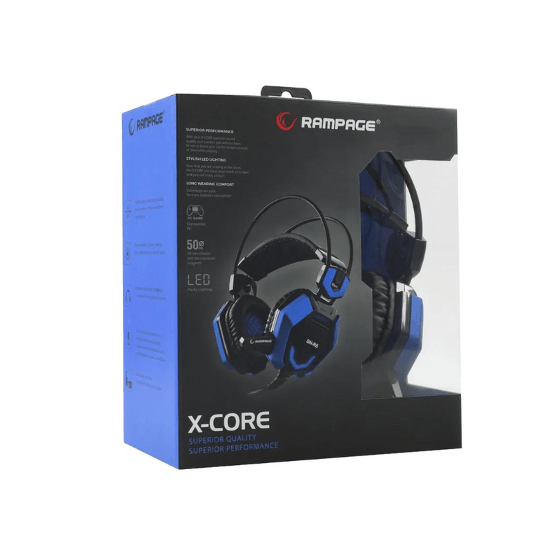 Rampage Sn-R5 X-Core Gaming Headsets zwart met blauw - GameBrands