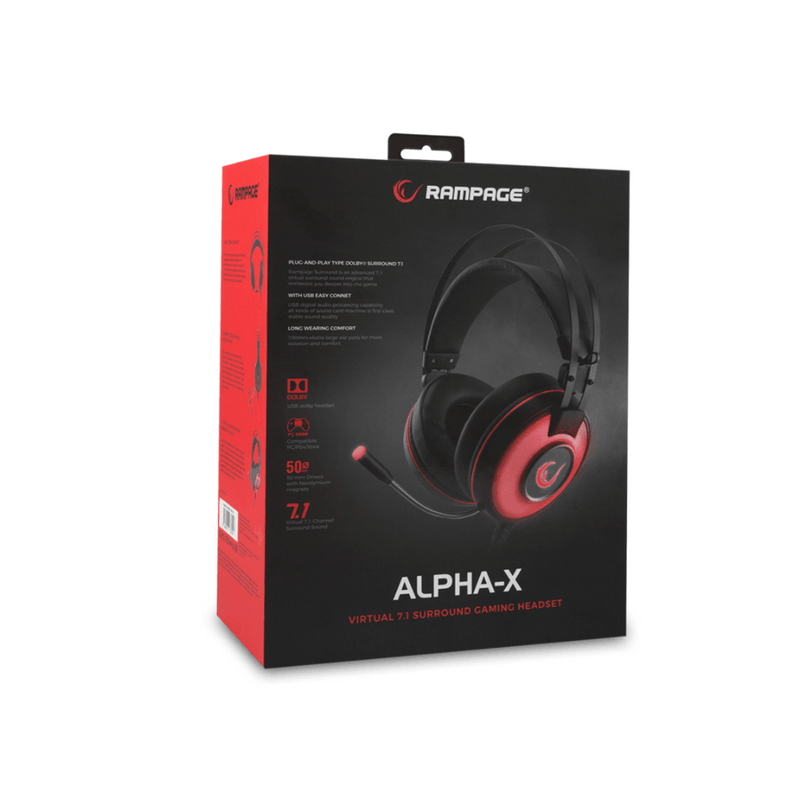Rampage Gaming Headset ALPHA-X - Dolby 7.1 Surround Sound - PC-PS4-XBOX One - SN-RW66-rood - GameBrands