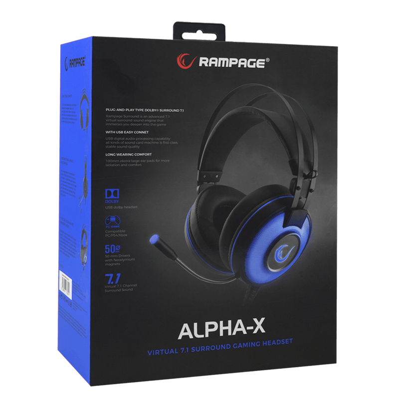 Rampage Gaming Headset ALPHA-X - Dolby 7.1 Surround Sound - PC-PS4-XBOX One - SN-RW66-Groen - GameBrands