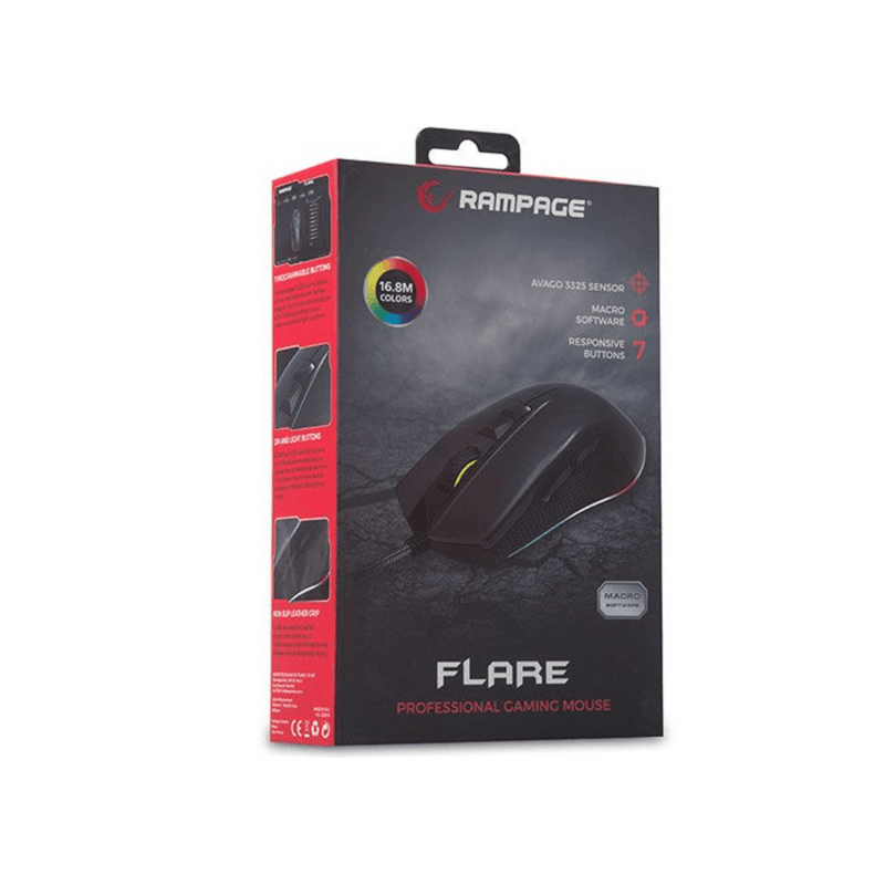 Rampage Flare RGB gaming muis SMX-R51 - 10000 dpi - met macro software - GameBrands