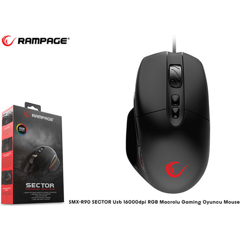 Rampage SMX-R90 Sector gaming muis - RGB -16.000 dpi - GameBrands