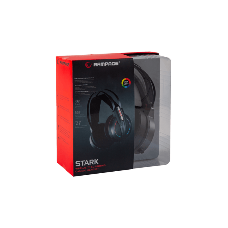 Rampage RM-K6 STARK 7.1 surround sound RGB Gaming Headset met USB aansluiting - Zwart