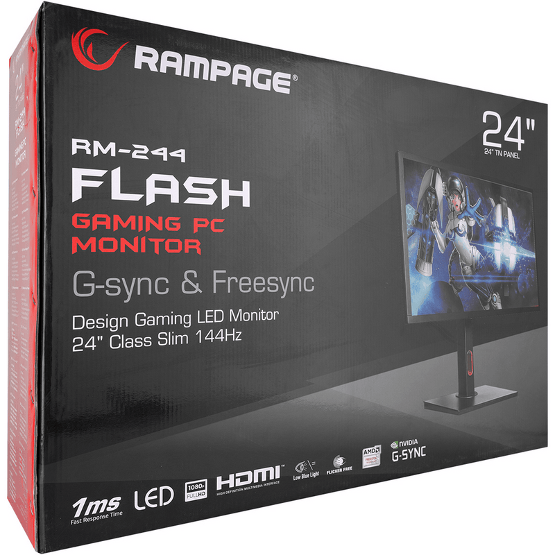 RM-244 FLASH Gaming monitor 24 inch en 144Hz scherm - GameBrands